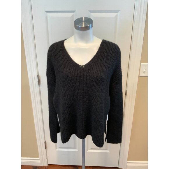 Rebecca Minkoff Black Wool Blend V-Neck Sweater, Size XS - Picture 1 of 6